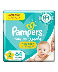 PAMPERS NEW BABY (2) 3-8KG 64 PCS