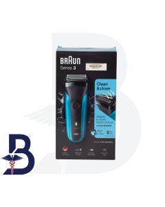 BRAUN SERIES 3 BLK/BLU 310S CLEAN&CLOSE SHAVER-994