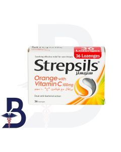 STREPSILS ORANGE WITH VIT-C 36 LOGENGES